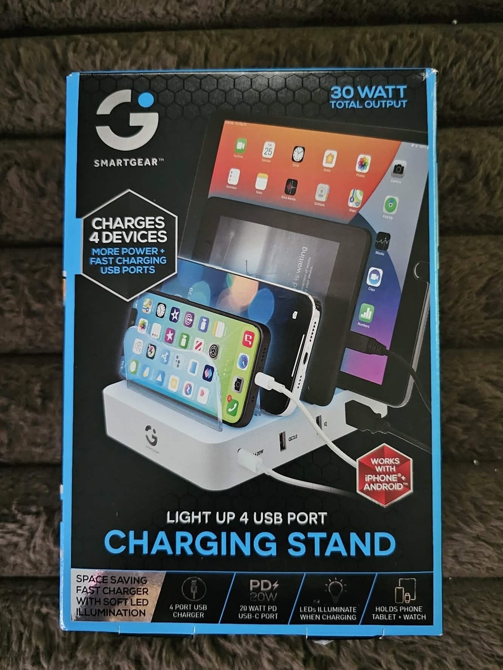SmartGear White 30W 4-Port USB Charging Stand